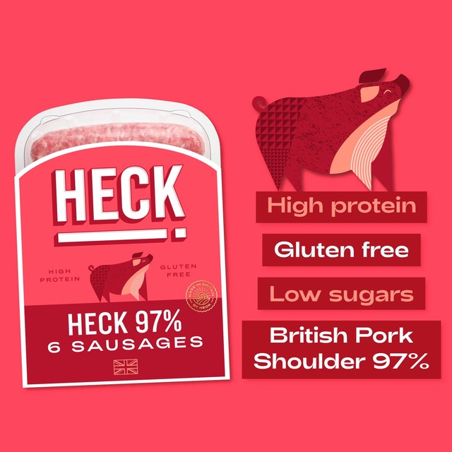 HECK 97% pork gluten free sausages 400g, UK version