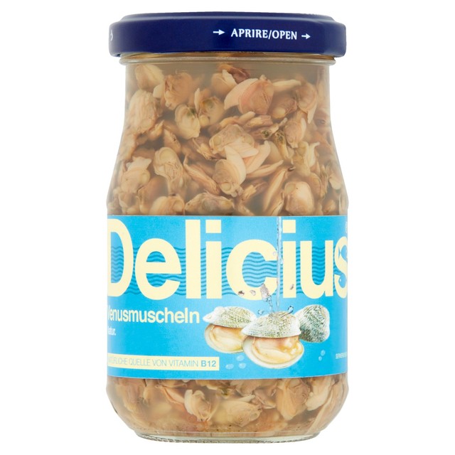 Delicius unshelled clams in brine 195g - British product