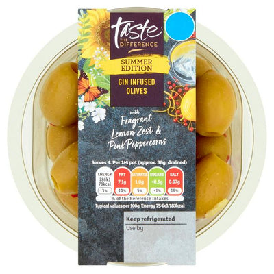 Olives infusées au gin Sainsbury's Summer Edition Taste the Difference Sainsbury's 160g - Acheter en ligne sur McGrocer