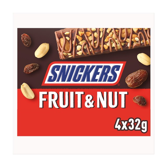 Snickers fruit & nut milk chocolate snack bars 128g (British brand)
