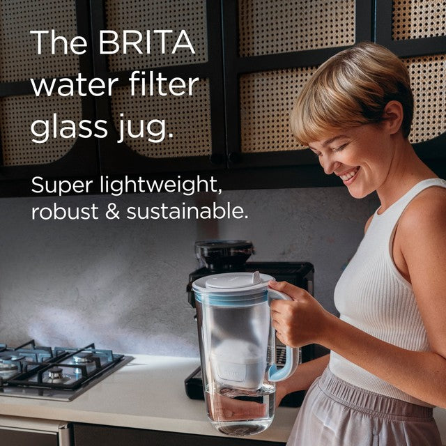 Brita glass water filter jug light blue 2.5L - British product