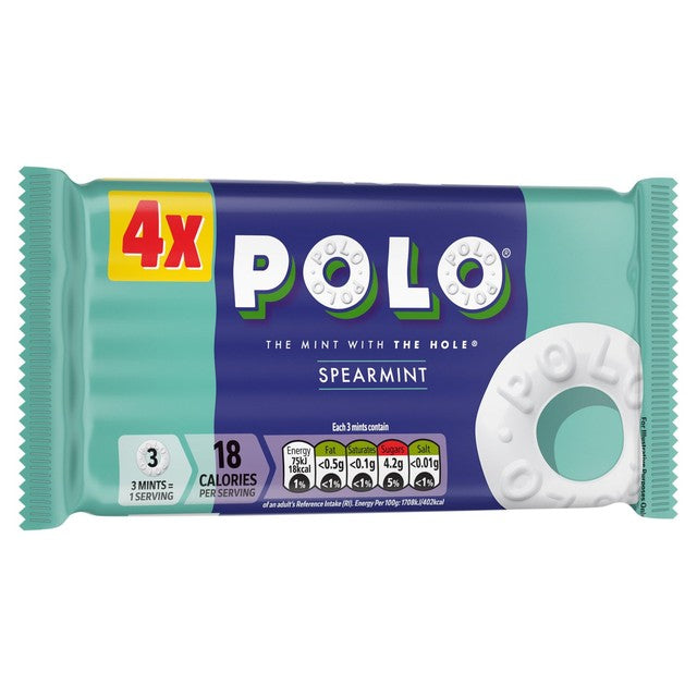 Polo Spearmint mints 4 x 34g tubes, imported from the UK