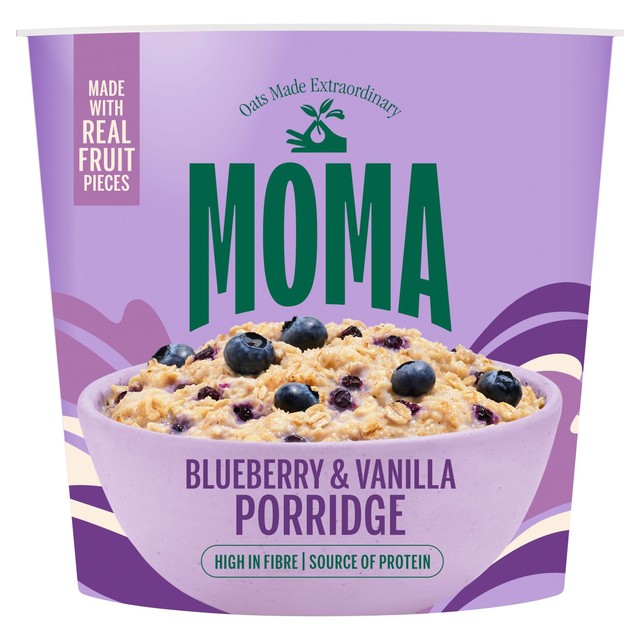 MOMA blueberry and vanilla porridge pot 65g, imported from the UK