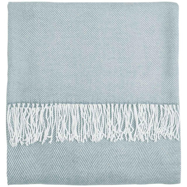 M&S herringbone throw light blue 130x170cm, imported from the UK