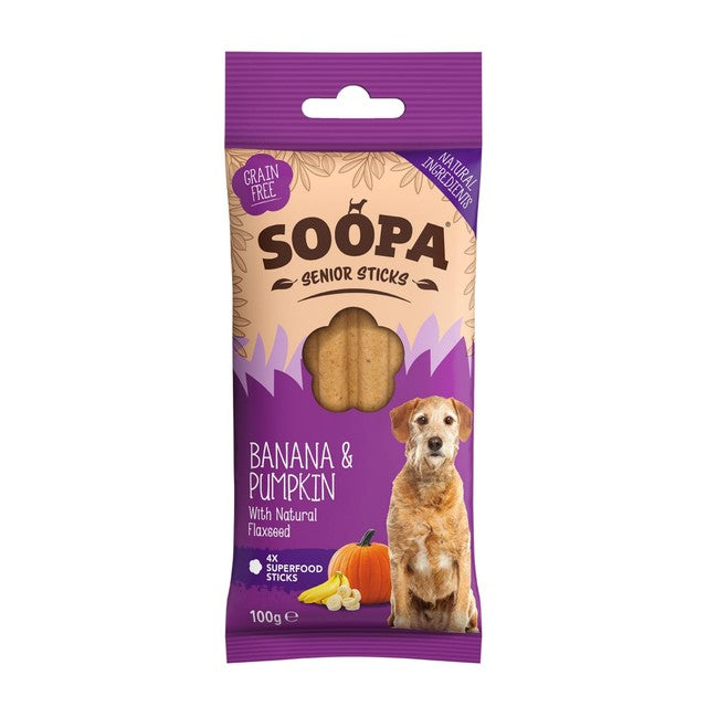 Soopa banana and pumpkin senior dental sticks 100g (British brand)