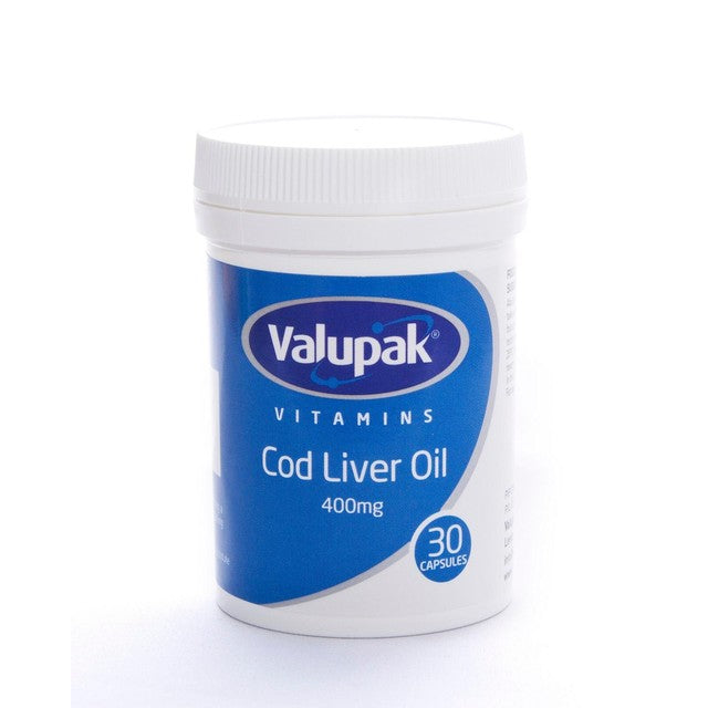 Valupak Cod Liver Oil Capsules 400mg (British brand)
