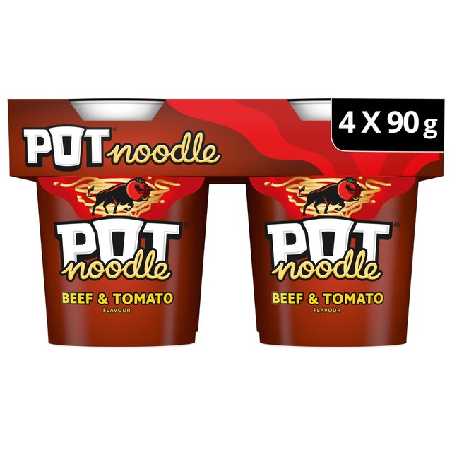 Pot Noodle beef tomato instant noodles 360g, imported from the UK