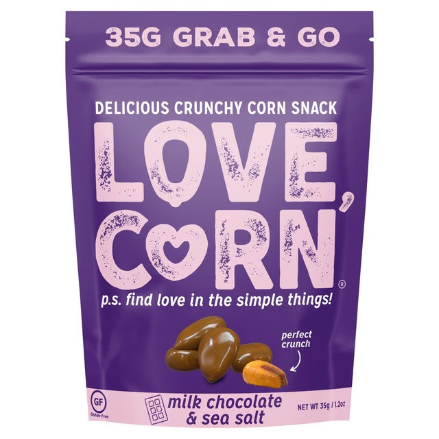 Love Corn milk chocolate sea salt corn snack (British brand)