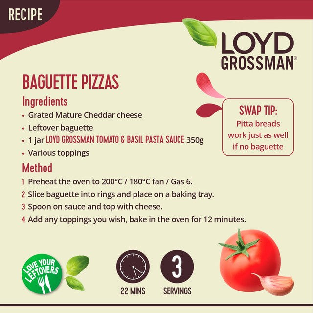 Loyd Grossman Tomato Basil Pasta Sauce 350g, UK version