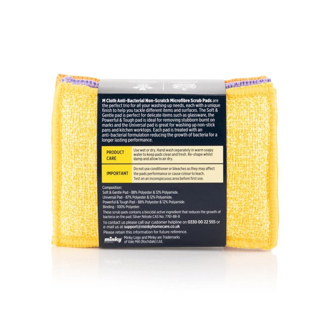 Minky Anti-Bacterial Scrub Pads 3 per pack, imported from the UK