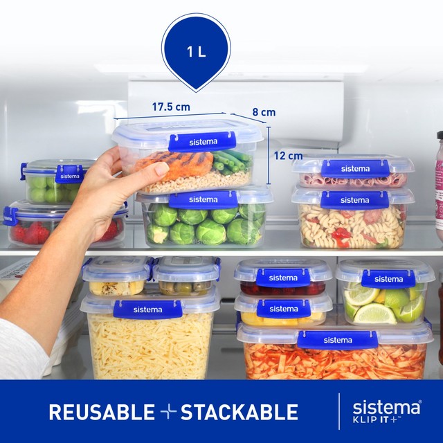 Sistema Klip It Plus Rectangle food storage container 1L (British brand)