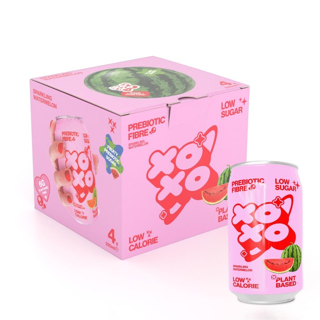 XOXO Sparkling Watermelon soda 4 x 330ml (British brand)