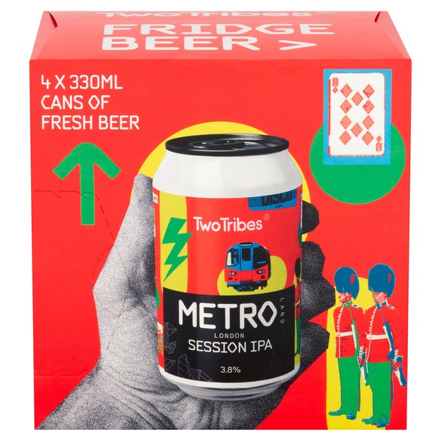 Two Tribes Metro Land Session IPA beer 4 x 330ml cans (British brand)