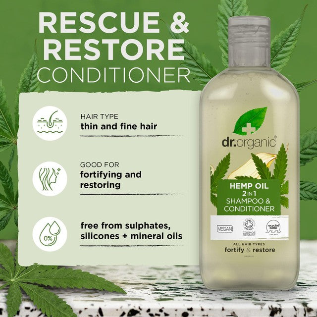 Dr Organic Hemp Oil 2-in-1 Shampoo and Conditioner (British brand)