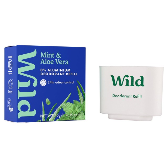 Wild men's Mint & Aloe Vera deodorant refill 40g (British brand)