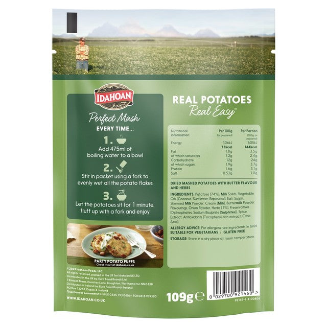 Idahoan Butter & Herb Instant Mashed Potatoes 109g, UK version