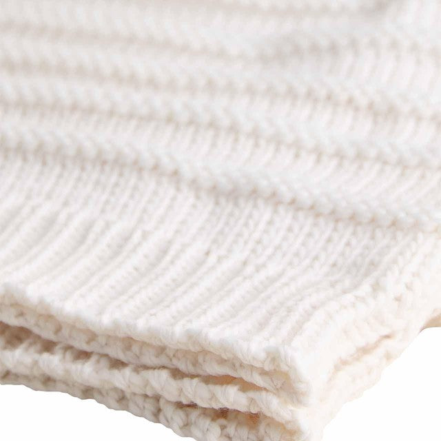 M&S ribbed knitted throw ecru rectangle - British product