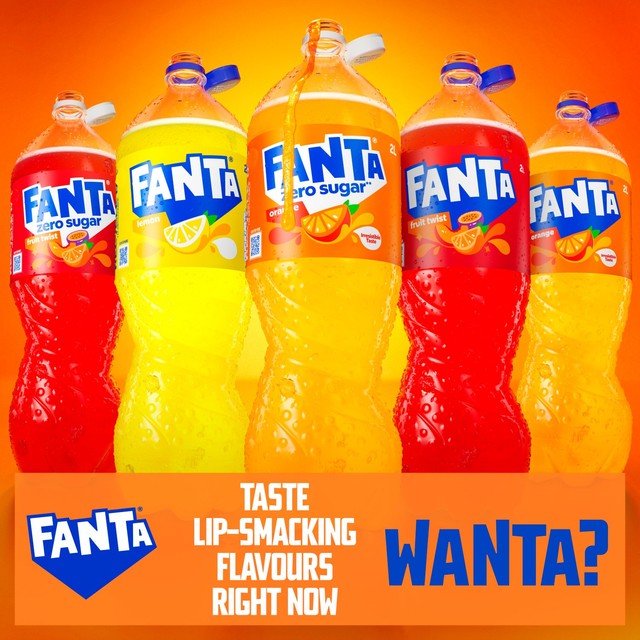 Fanta orange sparkling soft drink 2L - British product