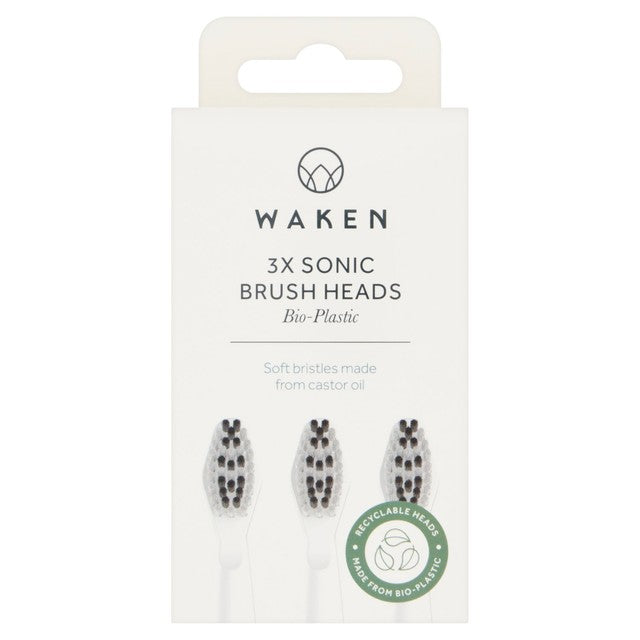 Waken sonic toothbrush replacement heads white 3 per pack (British brand)