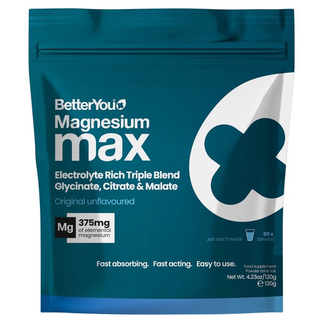 BetterYou Magnesium Max Original Powder supplement 375mg - British product