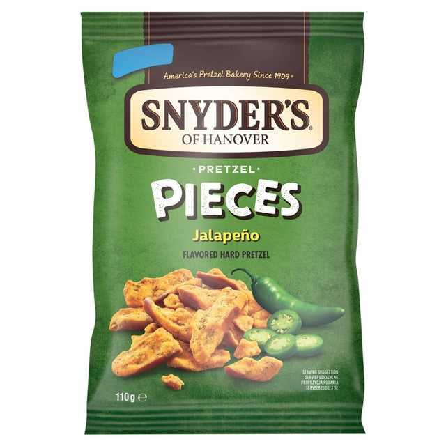 Snyder's pretzel pieces Jalapeno 110g, imported from the UK