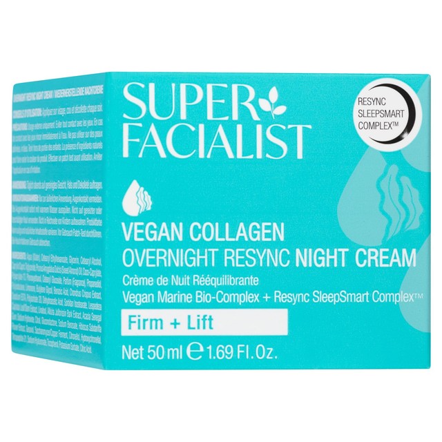 Super Facialist Vegan Collagen SleepSmart Overnight Resync Night Cream 50ml (British brand)