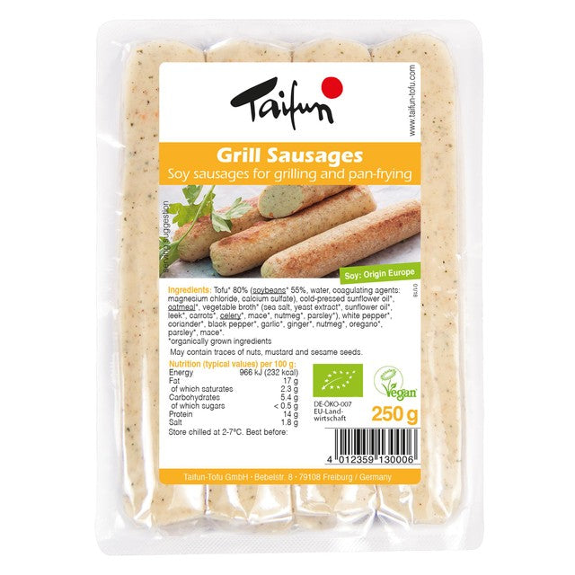 Taifun tofu sausages mild peppery 250g (British brand)
