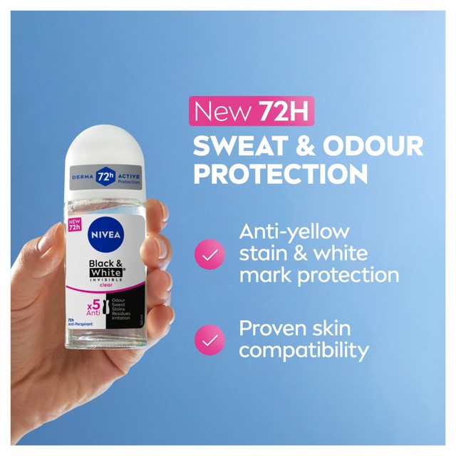NIVEA Black & White anti-perspirant roll-on 50ml (British brand)