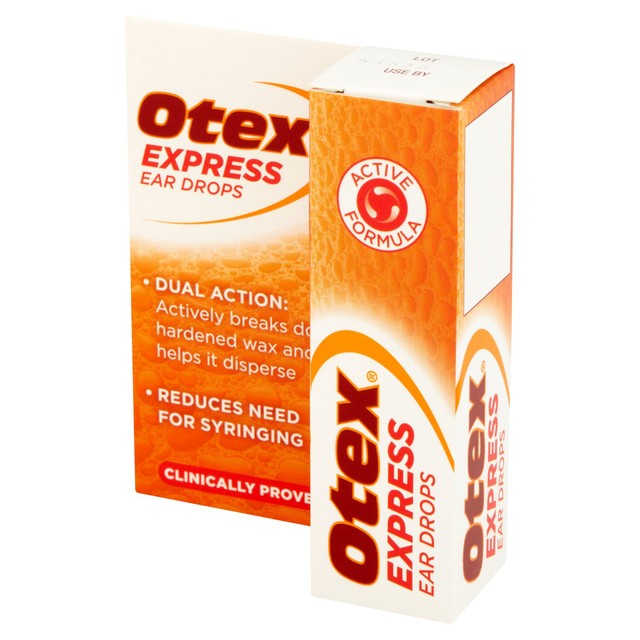 Otex Express eardrops 10ml, imported from the UK