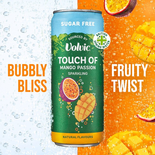Volvic Mango Passion Sugar Free Sparkling Water 4 x 330ml (British brand)