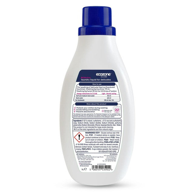 Ecozone BIOActive laundry cleaner for delicates 1L - British product
