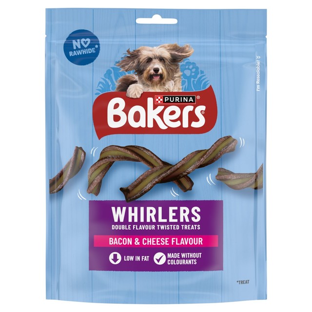 Bakers Whirlers bacon and cheese dog treats 130g - British product