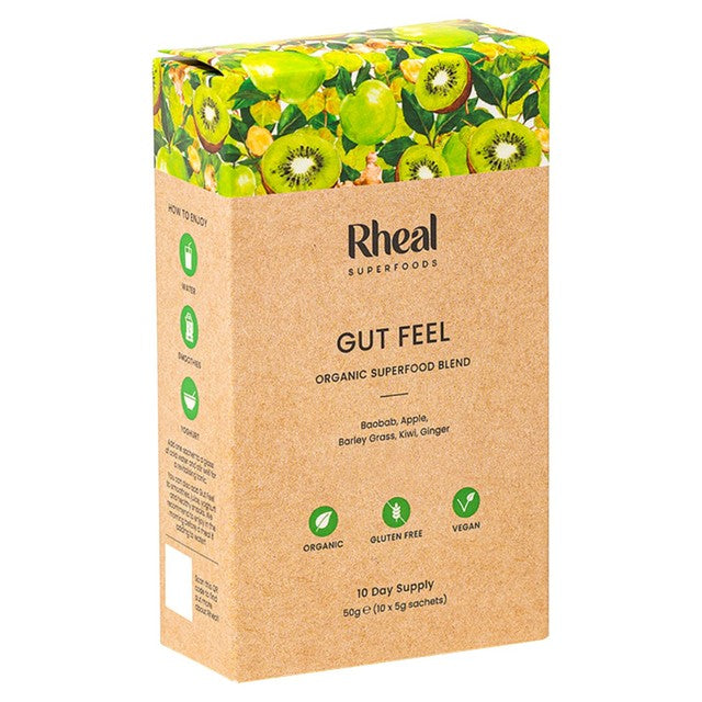 Rheal Superfoods Gut Feel superfood sachets 50g, imported from the UK