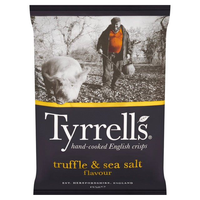 Tyrrell's Truffle & Sea Salt Sharing Crisps 135g, imported from the UK