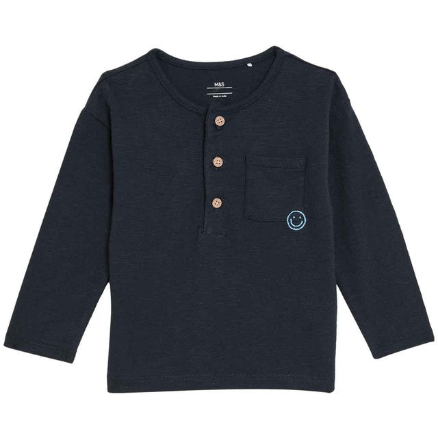 M&S long sleeve jersey outfit navy 3-6 months, imported from the UK