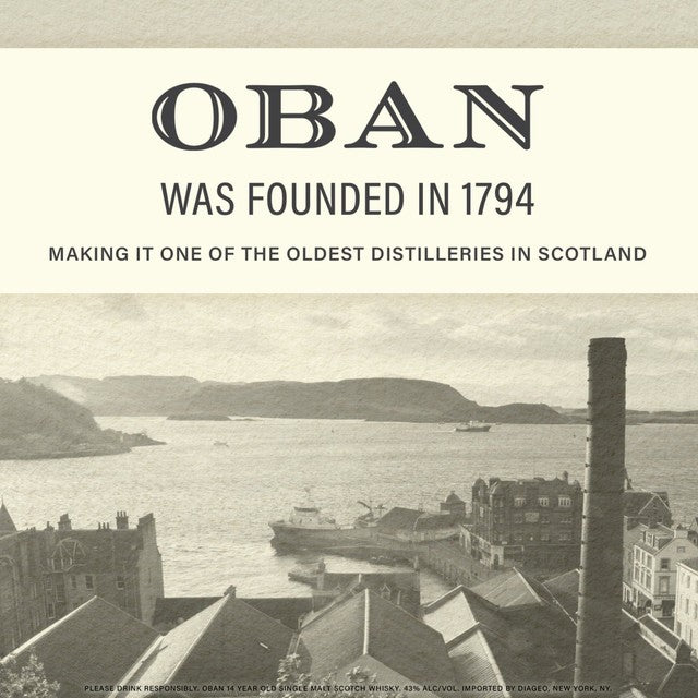 Oban 14 Year Old Single Malt Scotch Whisky, imported from the UK