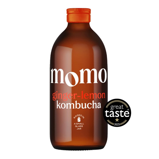 MOMO Kombucha Organic Ginger-Lemon kombucha 330ml, imported from the UK