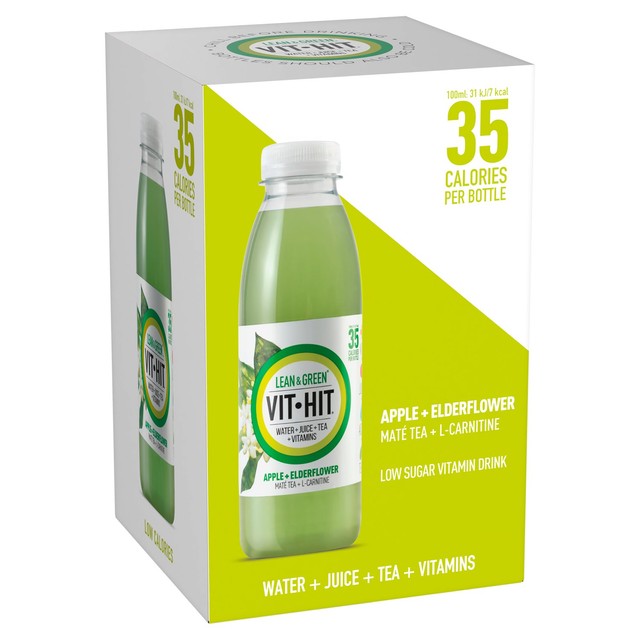VITHIT Apple & Elderflower vitamin drink 4 x 500ml bottles (British brand)