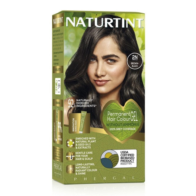 Naturtint Permanent Hair Colour Gel 2N Brown-Black, imported from the UK