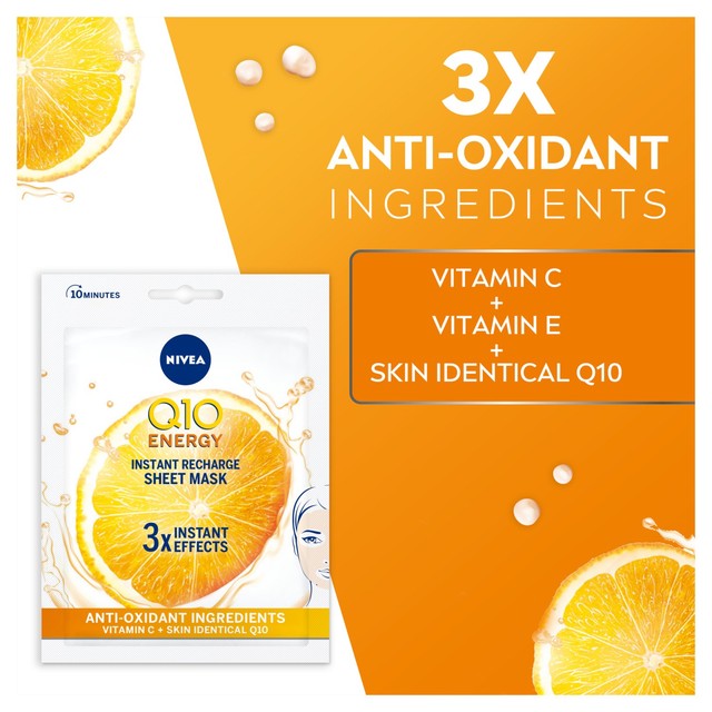 Nivea Q10 Energy Anti-Wrinkle sheet mask, imported from the UK