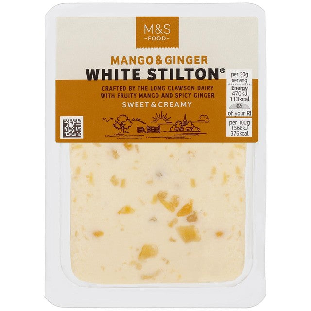 M&S White Stilton cheese Mango Ginger 200g, imported from the UK