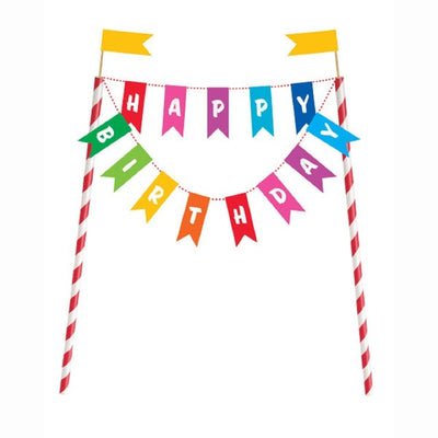 M&S Unique Party Rainbow Birthday Bunting Cake Topper 15cm x 20cm- Buy online at McGrocer