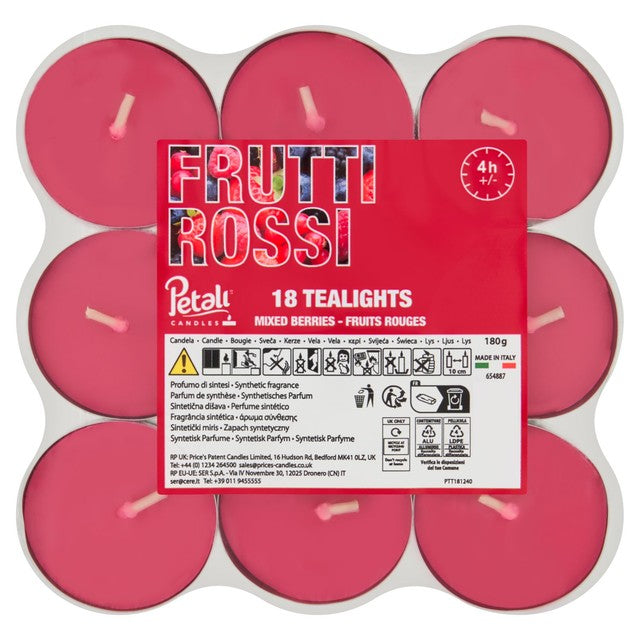 Prices Candles Mixed Berries tea lights 18 pack, imported from the UK