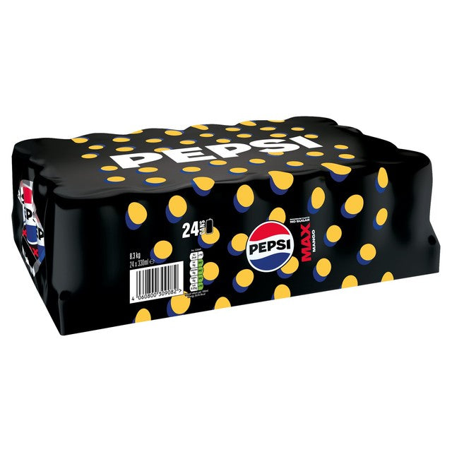 Pepsi Max Mango sugar-free cola 24 x 330ml, imported from the UK