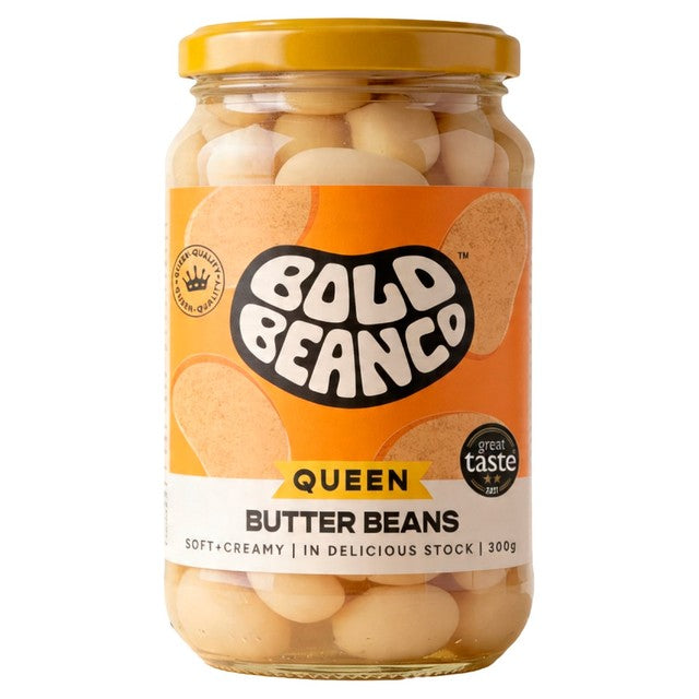 Bold Bean Co Queen butter beans 300g jar, imported from the UK