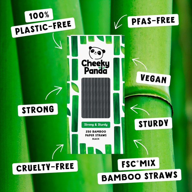 Cheeky Panda bamboo paper straws black 250 pack - British product
