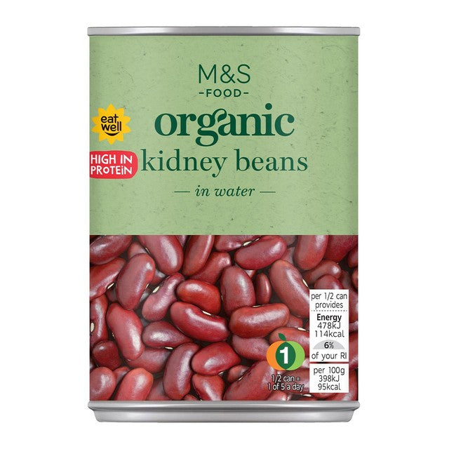 M&S organic red kidney beans in water 400g, imported from the UK