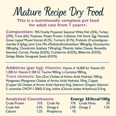Lily's Kitchen White Fish & Turkey Senior Cat Dry Food 800g