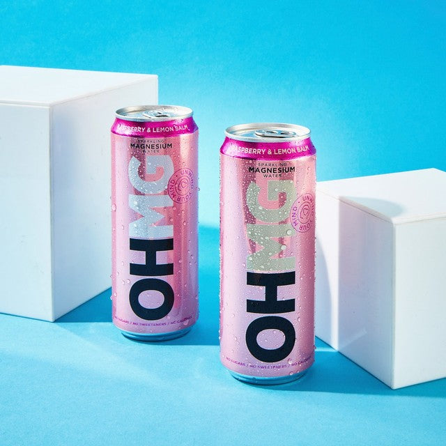 OHMG Raspberry Sparkling Magnesium Water 4 x 330ml, imported from the UK