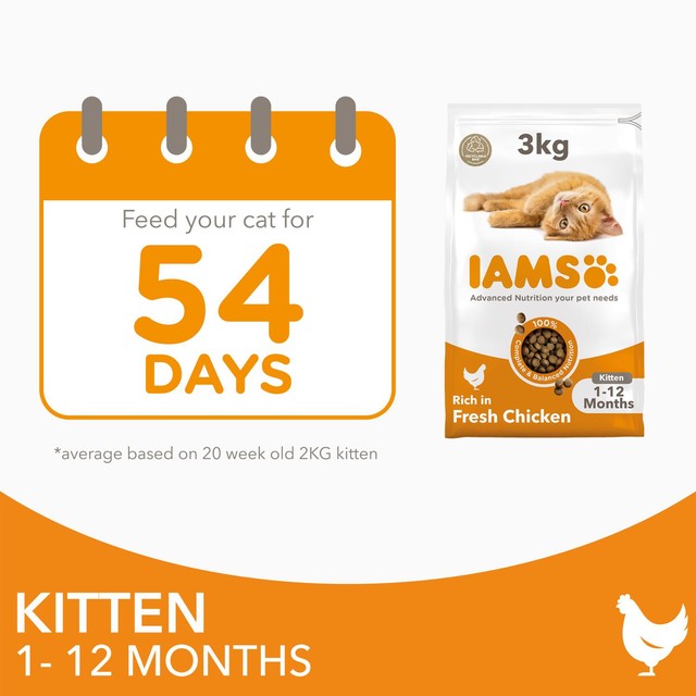 IAMS kitten dry cat food chicken 3kg, UK version